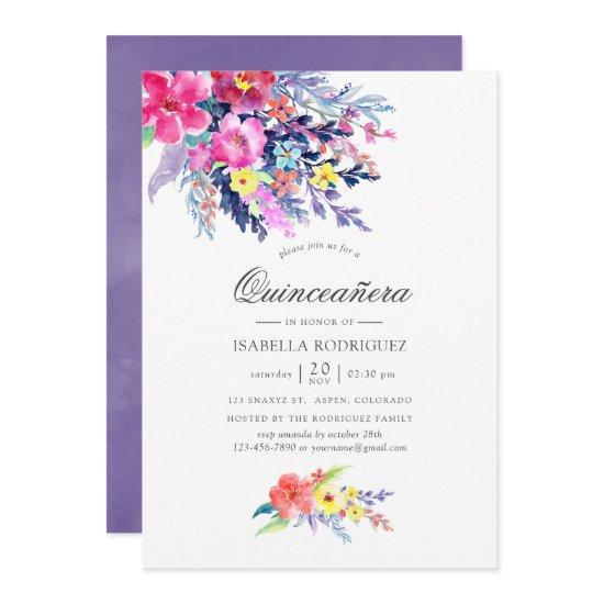 Colorful Watercolor Floral Quinceañera