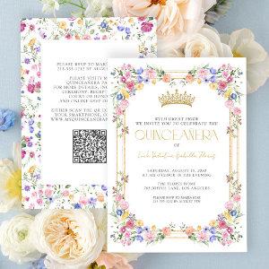 Colorful Wildflower Floral Garden QR Quinceañera
