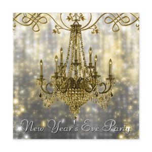 Confetti Black Gold Chandelier New Years Eve