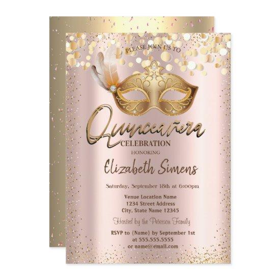 Confetti Chic Masque Rose Gold Quinceañera