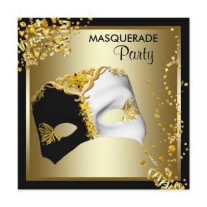 Confetti Mask Black Gold Masquerade Party