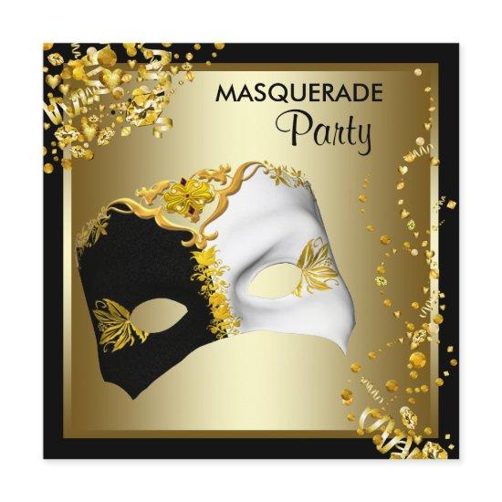 Confetti Mask Black Gold Masquerade Party