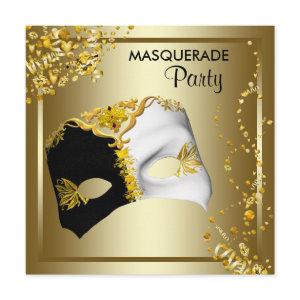 Confetti Mask Black Gold Masquerade Party