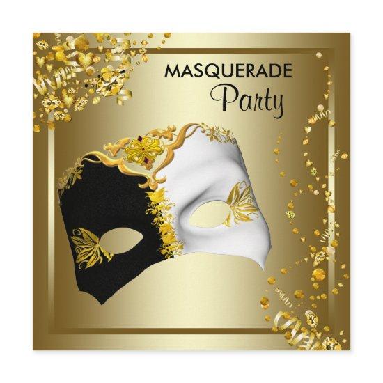 Confetti Mask Black Gold Masquerade Party