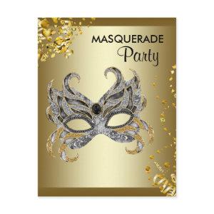 Confetti Mask Silver and Gold Masquerade Party