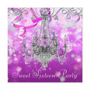 Confetti Pink Purple Chandelier Sweet Sixteen