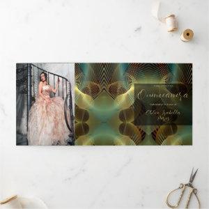 Contemporary Gold Swirl Quinceanera Tri-Fold