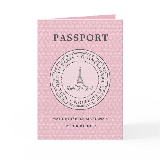 Cool Blush Paris Passport With Picture Quinceañera