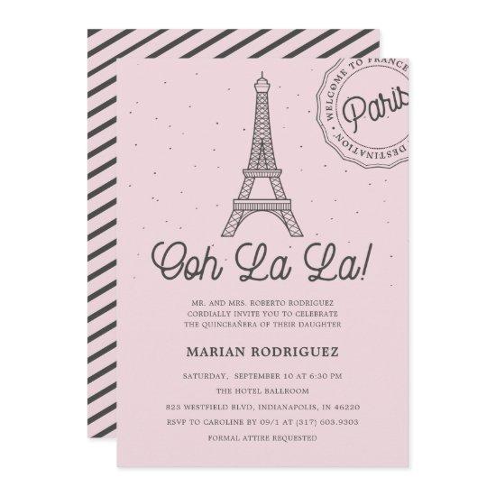 Cool Blush Pink Eiffel Tower Paris Quinceañera