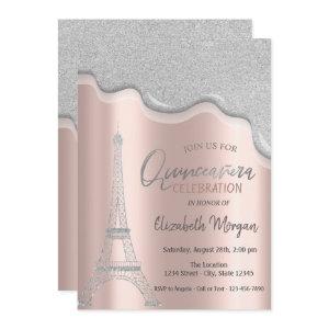 Cool Glitter Drips,Eiffel Tower Quinceañera