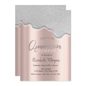 Cool Glitter Drips Rose Gold Quinceañera