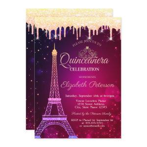 Cool Glitter Eiffel Tower Tiara Drips Quinceañera