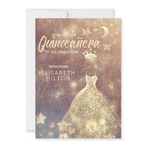 Cool Gold dress moon stars Quinceañera