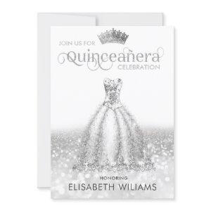 Cool Silver glittery dress  tiara Quinceañera