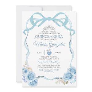 Coquette Dusty Blue Quinceañera Silver Crown