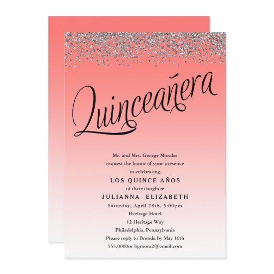 Coral and Silver Quinceanera Birthday
