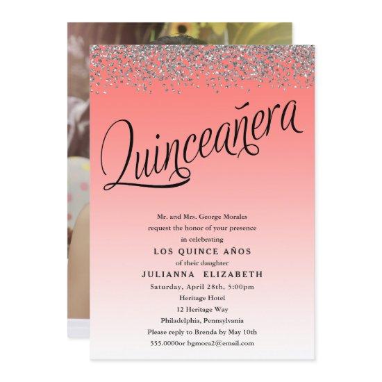 Coral and Silver Quinceanera Photo