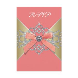 Coral Diamonds Coral Gold Birthday Party RSVP