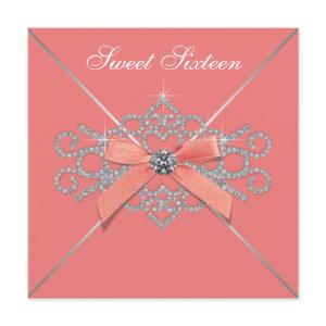 Coral Diamonds Coral Sweet 16 Birthday Party