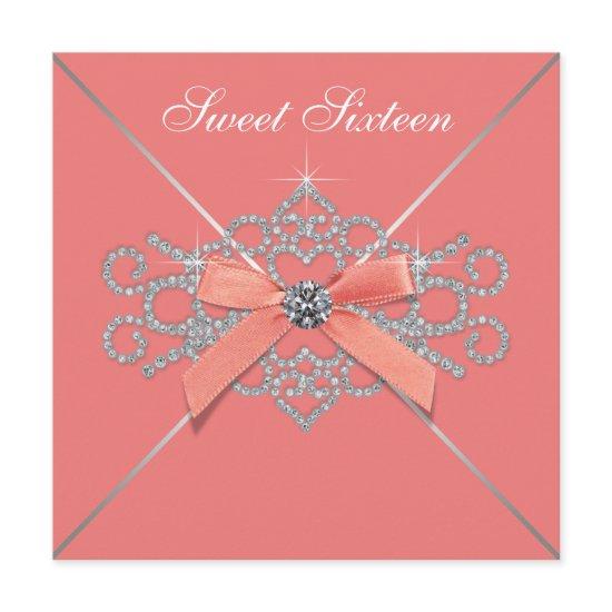 Coral Diamonds Coral Sweet 16 Birthday Party