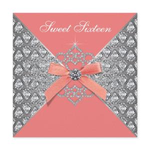 Coral Diamonds Coral Sweet 16 Birthday Party