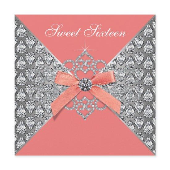 Coral Diamonds Coral Sweet 16 Birthday Party