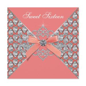 Coral Diamonds Coral Sweet 16 Birthday Party