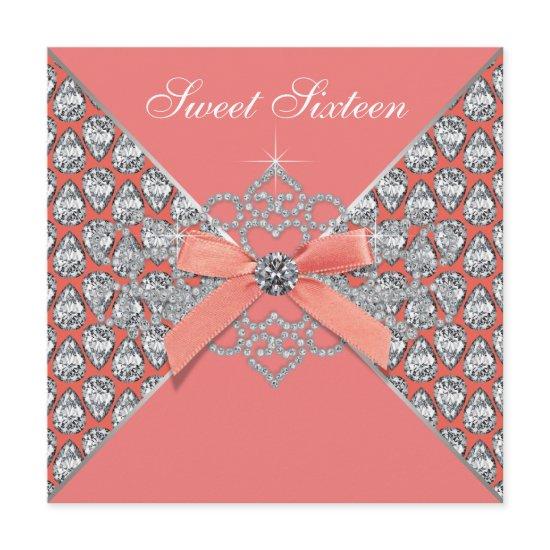 Coral Diamonds Coral Sweet 16 Birthday Party