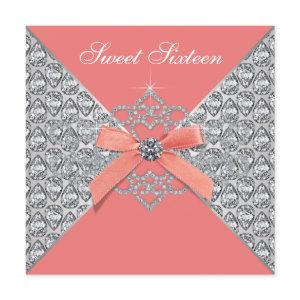 Coral Diamonds Coral Sweet 16 Birthday Party