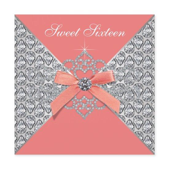 Coral Diamonds Coral Sweet 16 Birthday Party