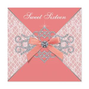 Coral Diamonds Coral Sweet 16 Birthday Party