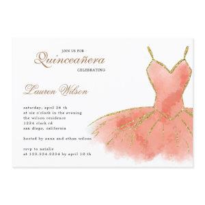 Coral Glitter Gown Quinceanera
