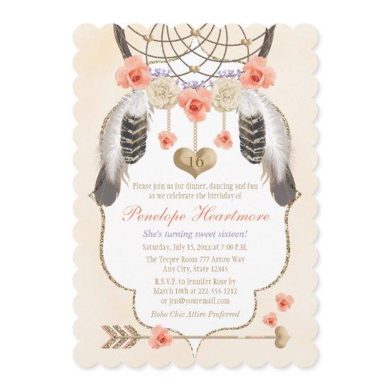 Coral Gold Lavender Dreamcatcher Boho Birthday