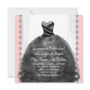 Coral Pink and Black Quinceanera