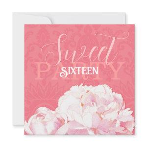 Coral Pink Peony Sweet Sixteen Birthday
