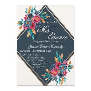 Country Fall Gold Watercolor Flowers Quinceañera
