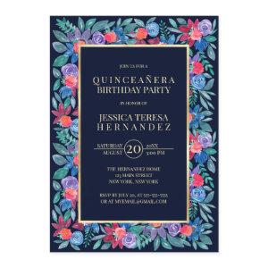 Country Floral Strawberries Watercolor Quinceañera