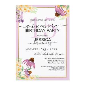 Country Pink Purple Yellow Wild Flower Quinceañera