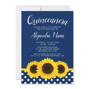 Country Sunflower Navy Blue Quinceanera