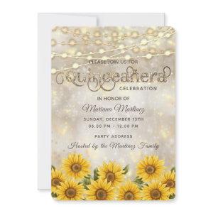 Country sunflower string lights Quinceañera
