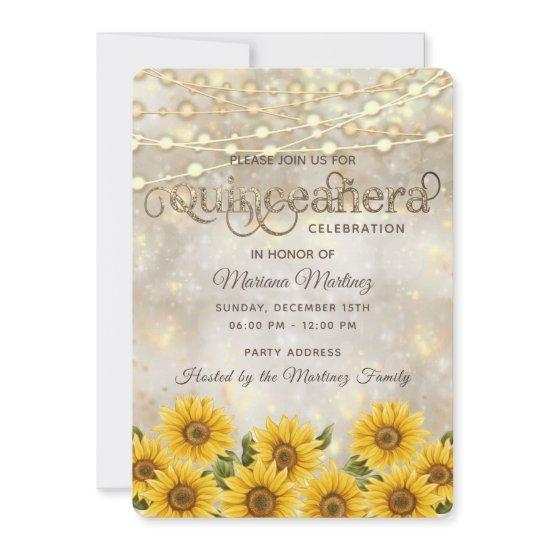 Country sunflower string lights Quinceañera