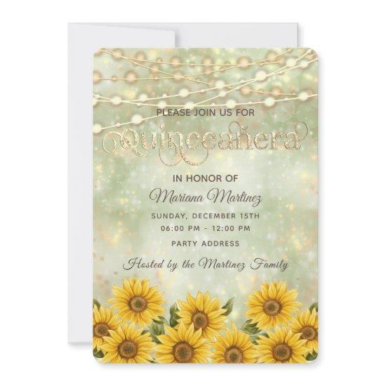 Country sunflower string lights Quinceañera