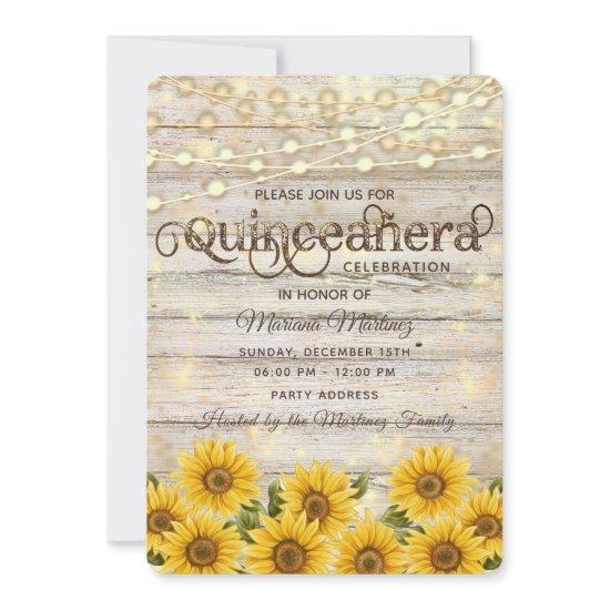 Country sunflower string lights Quinceañera