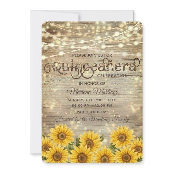 Country sunflower string lights Quinceañera