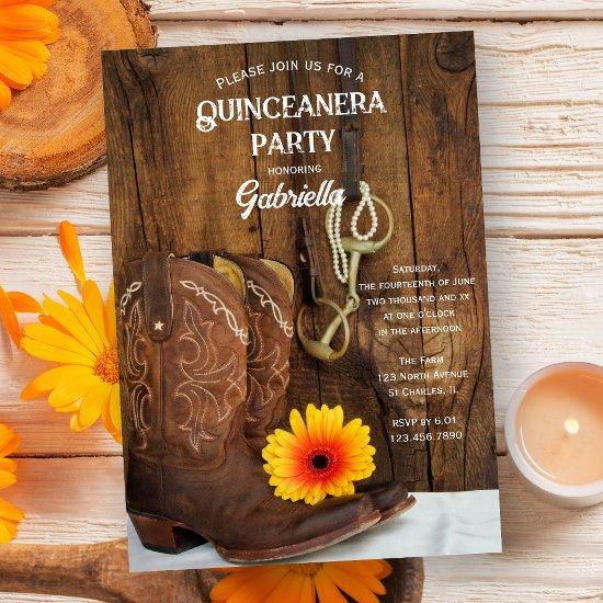 Cowboy Boot Daisy Country Western Quinceanera