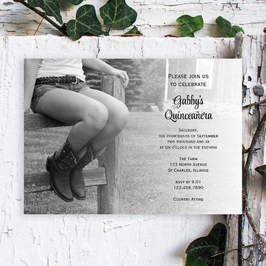 Cowgirl on Fence Western Barn Party Quinceañera