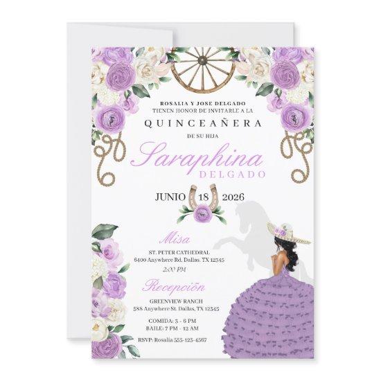 Cowgirl Ropes Lilac Floral Western Quinceañera