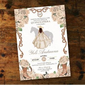 Cream Champagne Rose Charro Vestidos Quinceanera