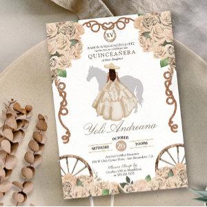 Cream Champagne White Rose Charra Quinceanera