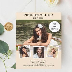Cream ivory photo collage birthday